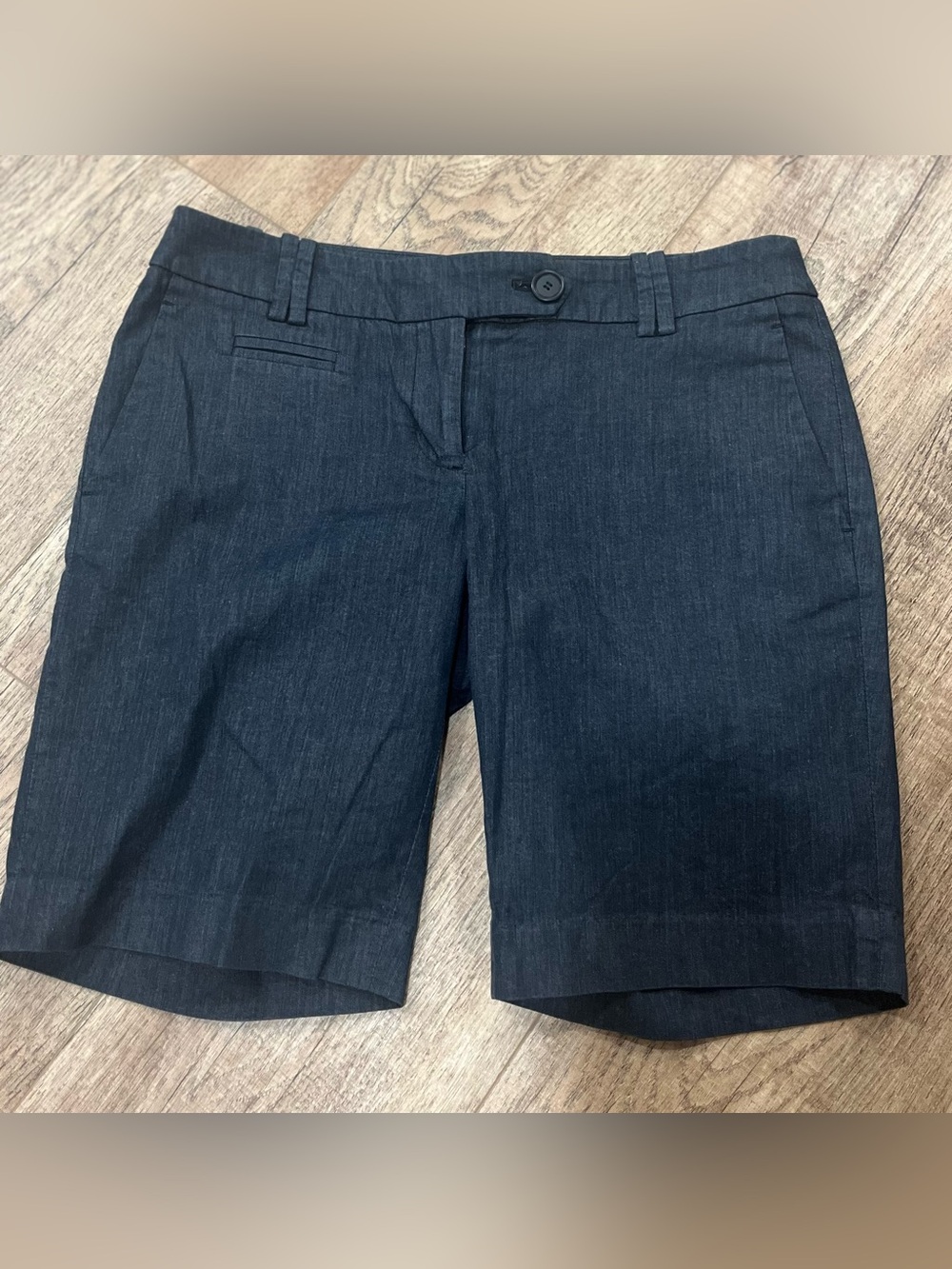LOFT Dark Denim Chambray Tailored Bermuda Shorts